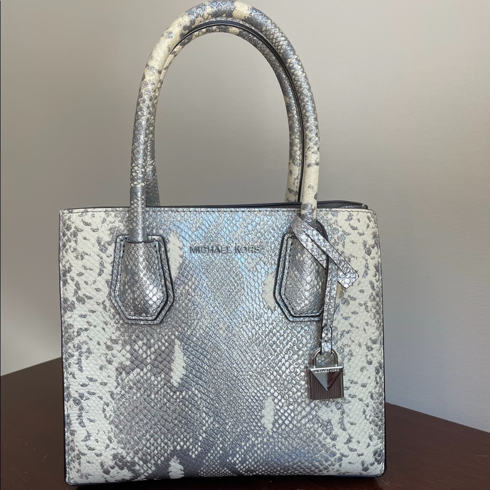 Michael Kors Phython Snakesking Silver Purse